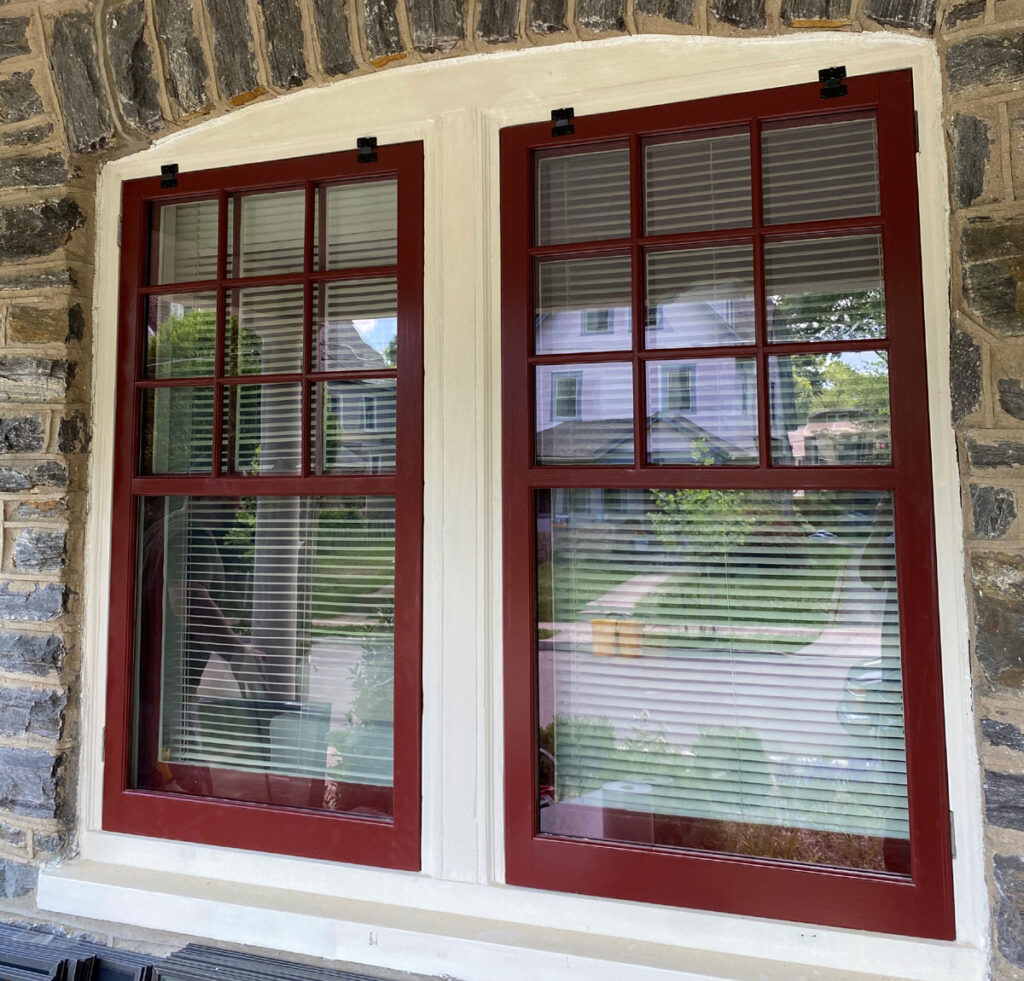 Two Simulated Divide Lite Wood Storm Windows